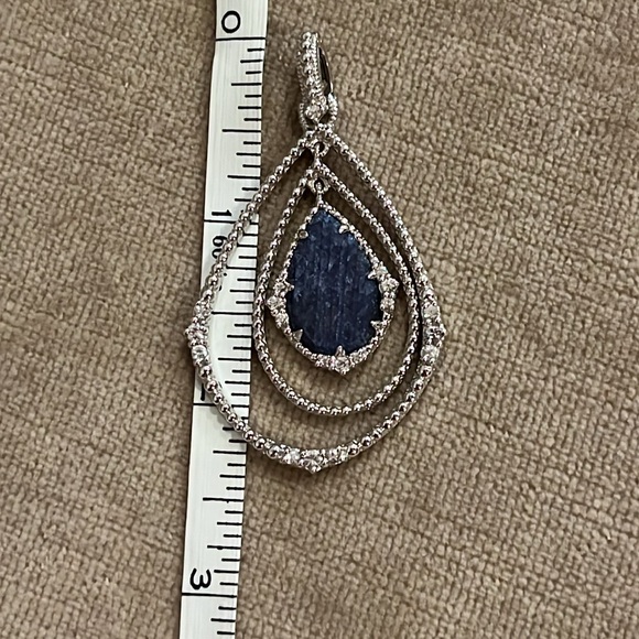 Judith Ripka Sterling Silver Opaque Blue Saphire & White Saphire Enhancer - Picture 8 of 10
